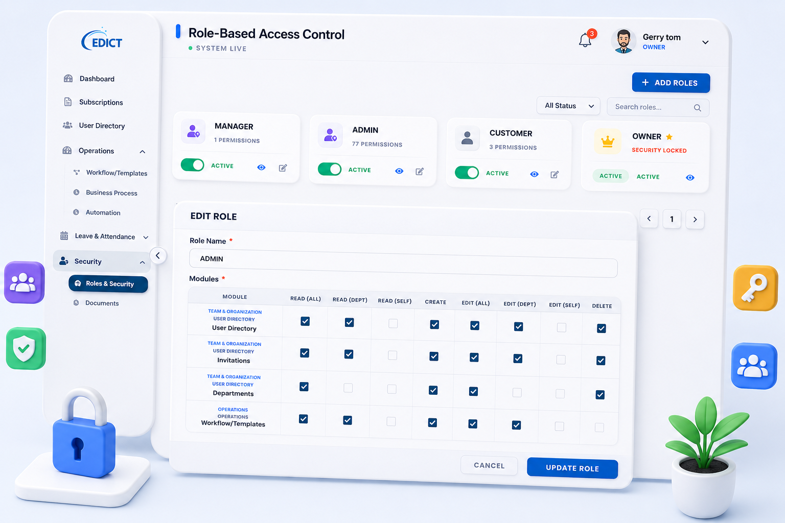 EDICT compliance orchestration dashboard