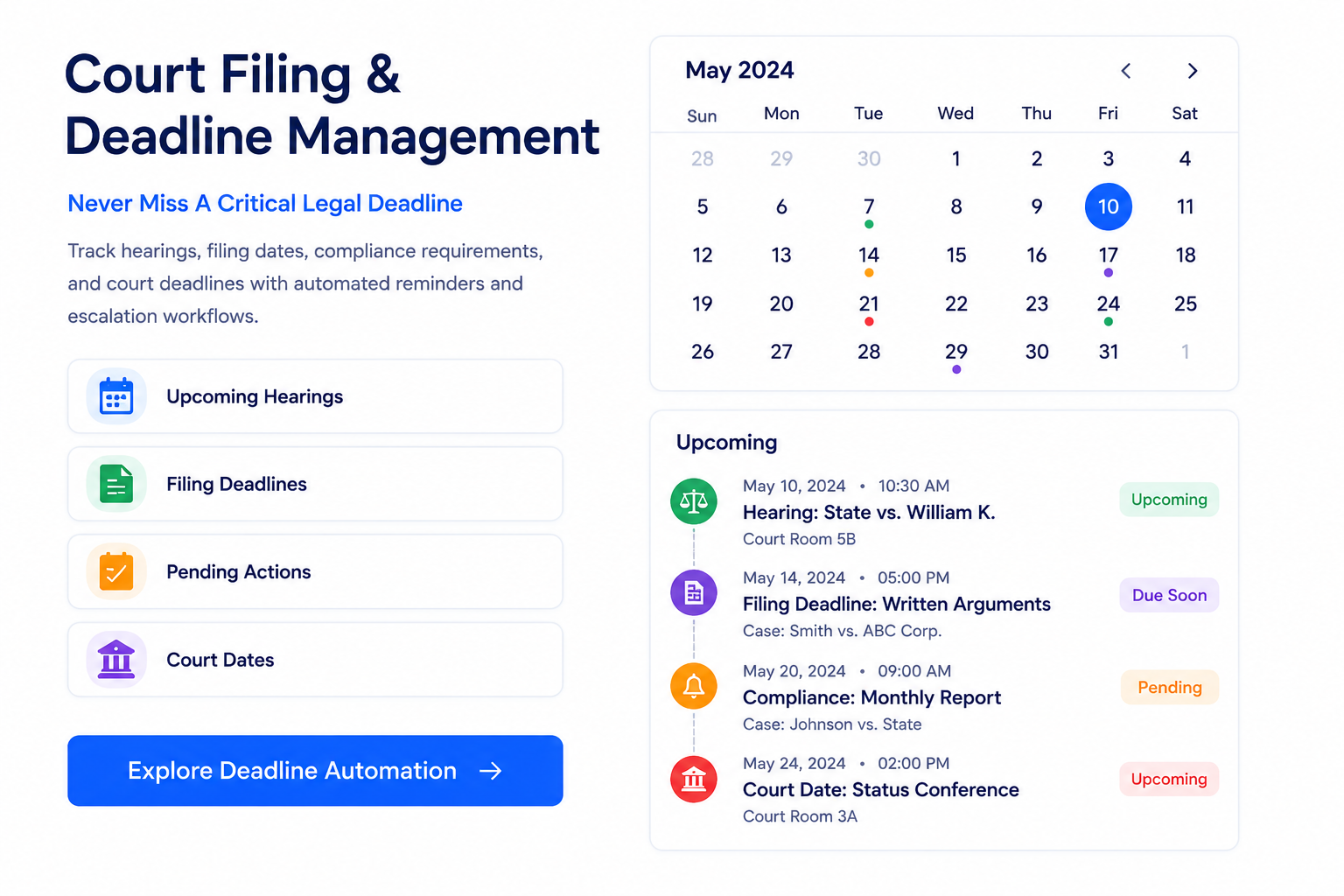 Court Filing & Deadline Management