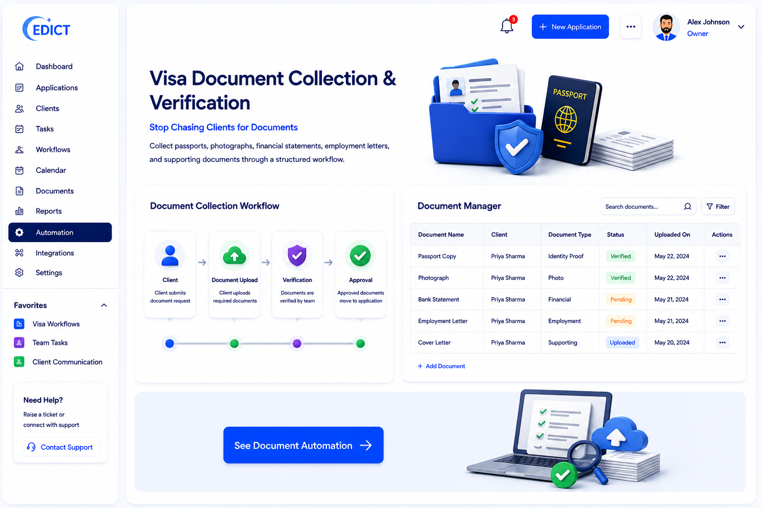 Visa Document Collection & Verification